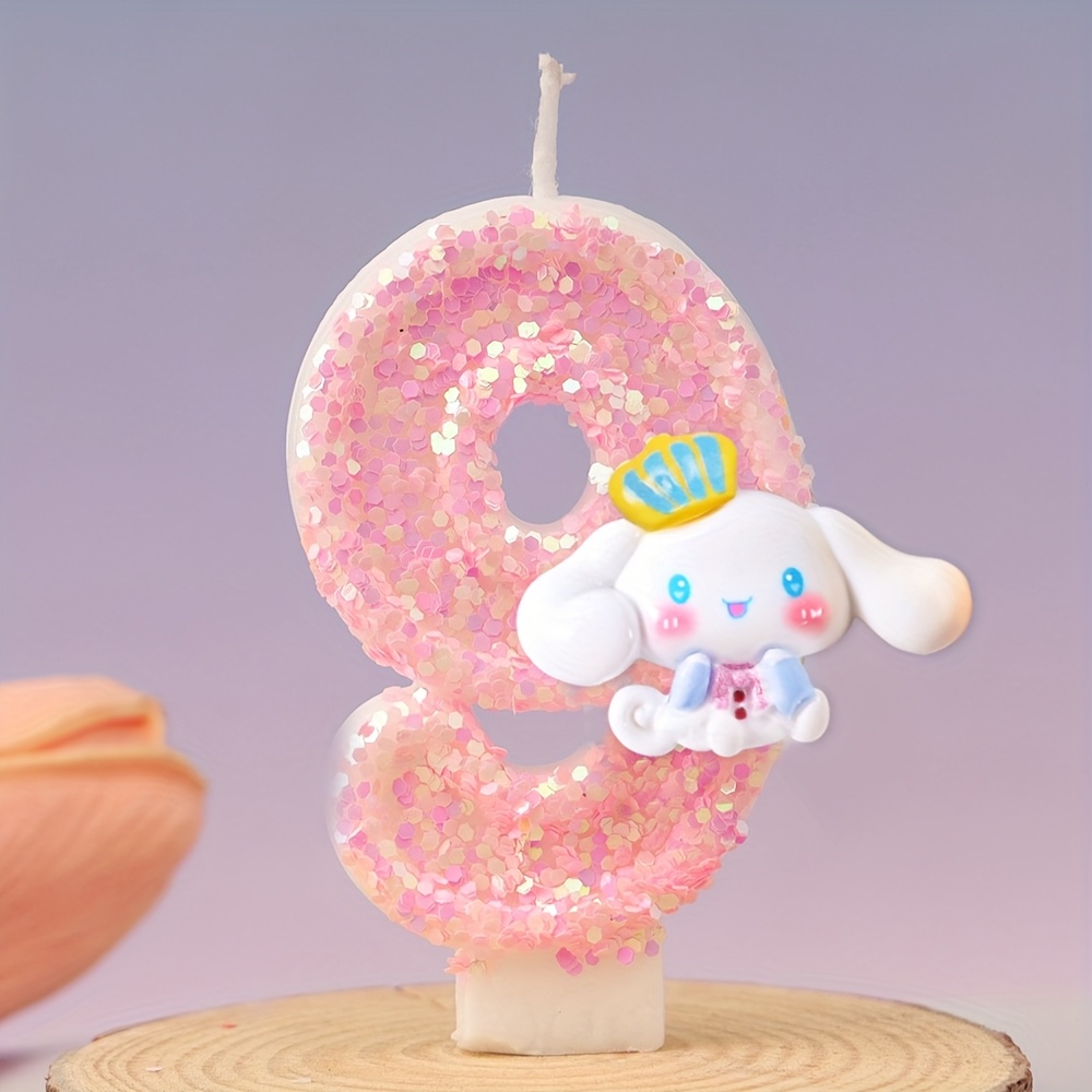 For Cinnamoroll With Glittery Numbered 0-1-2-3-4-5-6-7-8-9 For Birthday, Graduation Season, And Christmas Party Decorations In A Girly Pink Atmosphere.