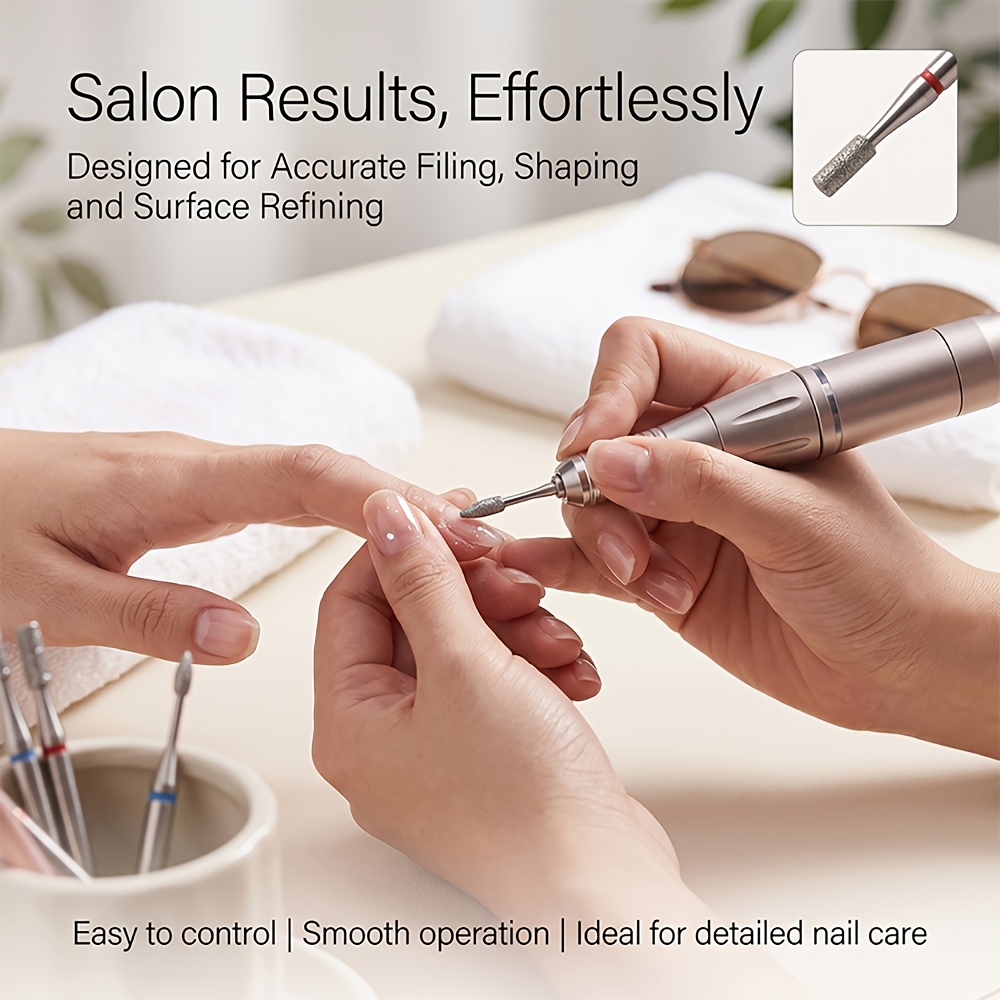 Nail Drill Bits Oval & Cylinder Cuticle Clean Bits, Fine Grit
