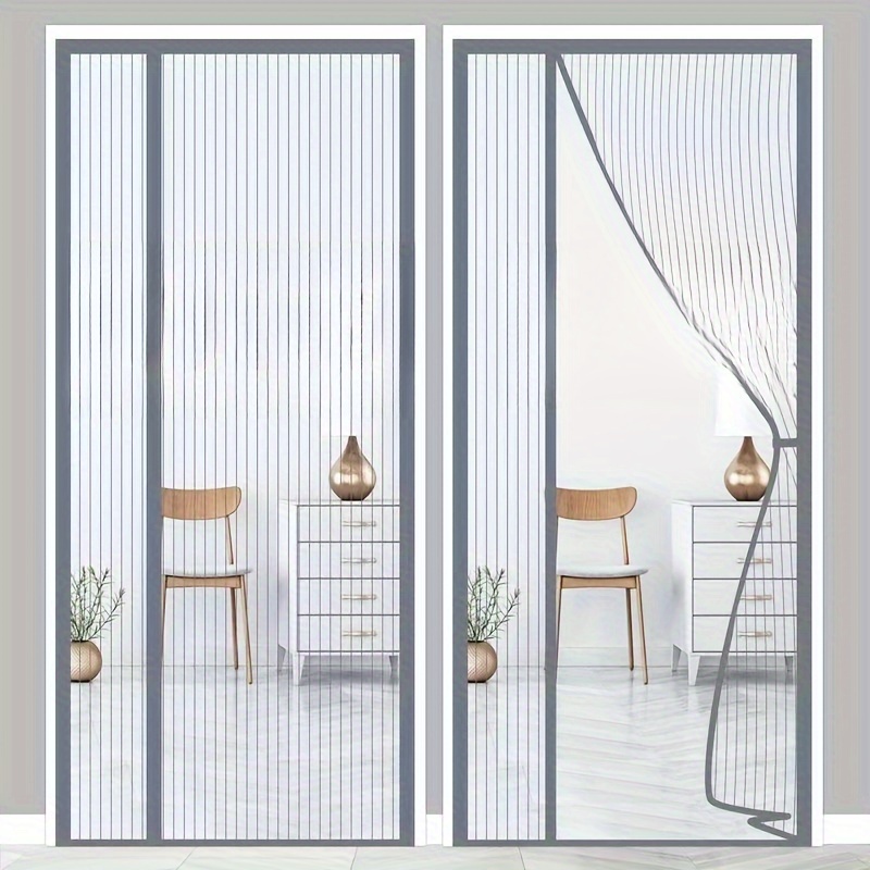 

Easy-install Magnetic Screen Door - Pet & Mosquito Proof, Double-sided, Classic Style With Striped Pattern For All Seasons