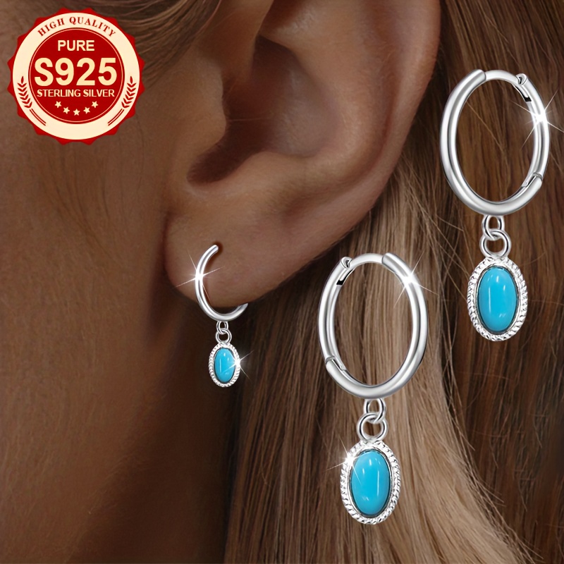 Women's Green Synthetic Malachite Pendant Earrings