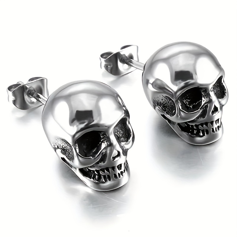 Image of 1 Pair Spooky Skull Stud Earrings Men's Earrings For Women Jewelry Gifts