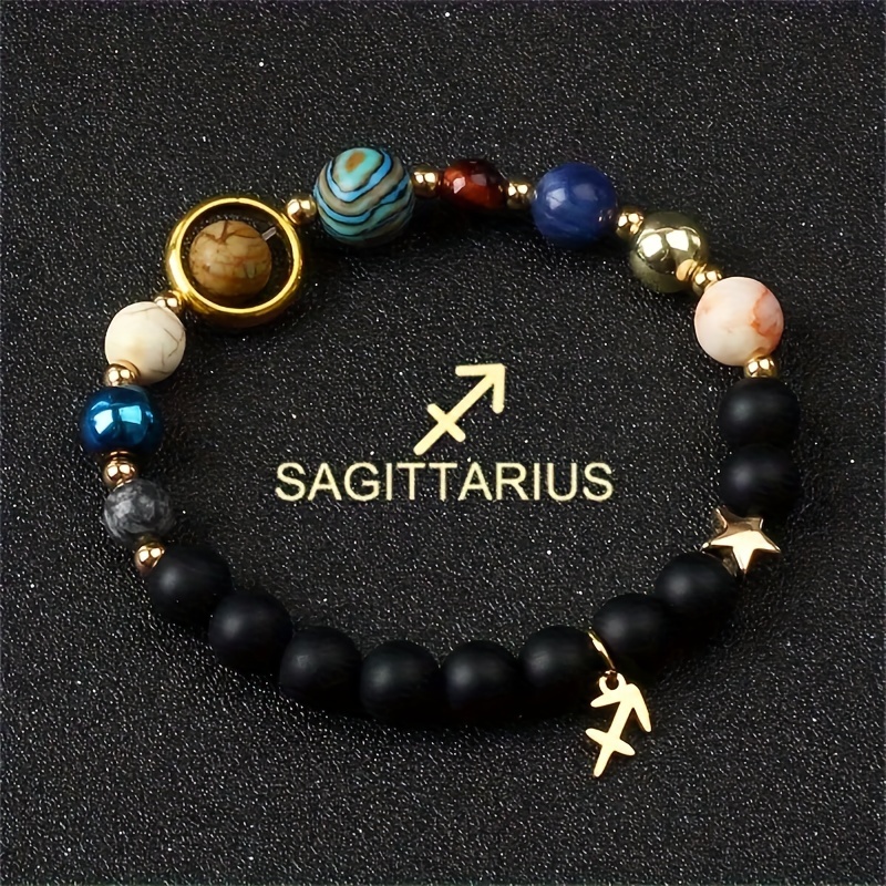 

1pc 12 Constellations Bracelet Women Natural Stone Solar System Bracelet Libra Leo Jewelry Golden Stainless Steel Constellation Pendant Bracelet Valentine's Day Jewelry Couple Gift