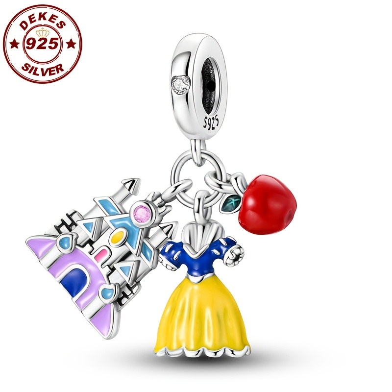 

1pc 925 Argent Sterling Princesse Robe Breloque, & Pendentifs Pomme Rouge, Bijoux Légers Cadeau, 3g, pour Bracelets et