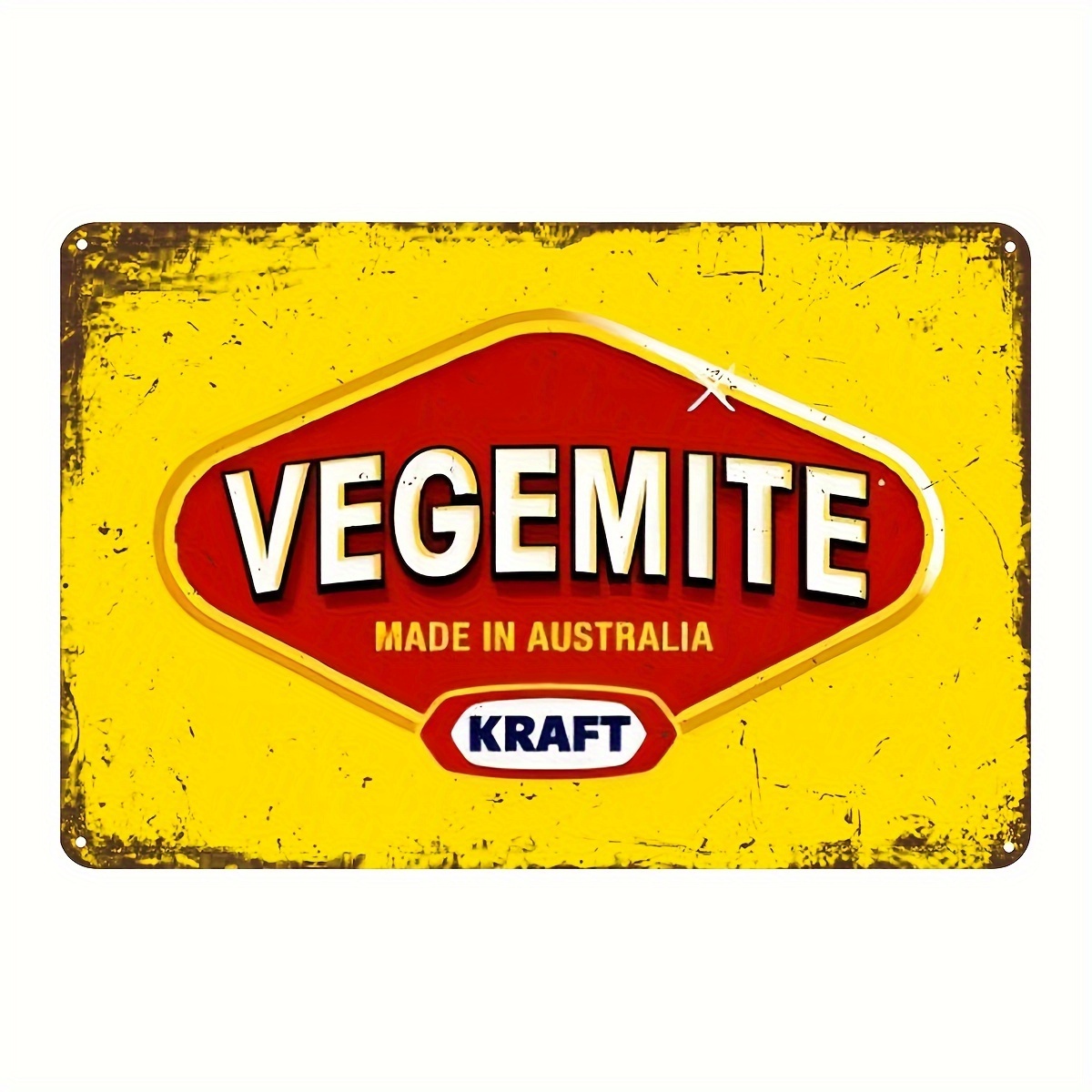 

Vegemite Kraft Brand Vintage Tin Sign - 1 Piece, Iron Material, Pre-drilled Wall Art For Home, Kitchen, And Bar Decor - Australian Made Retro Collectible Plaque (8"x12")