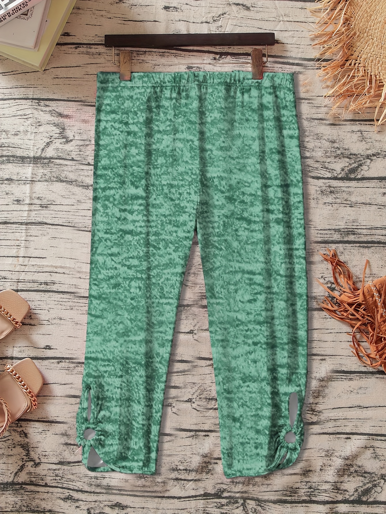 Women's Plus Size Stretchy Casual Pants - Solid Color Black, Elastic Waistband, Comfort Fit, Polyester, Machine Washable - Ideal for Spring/Summer/Fall