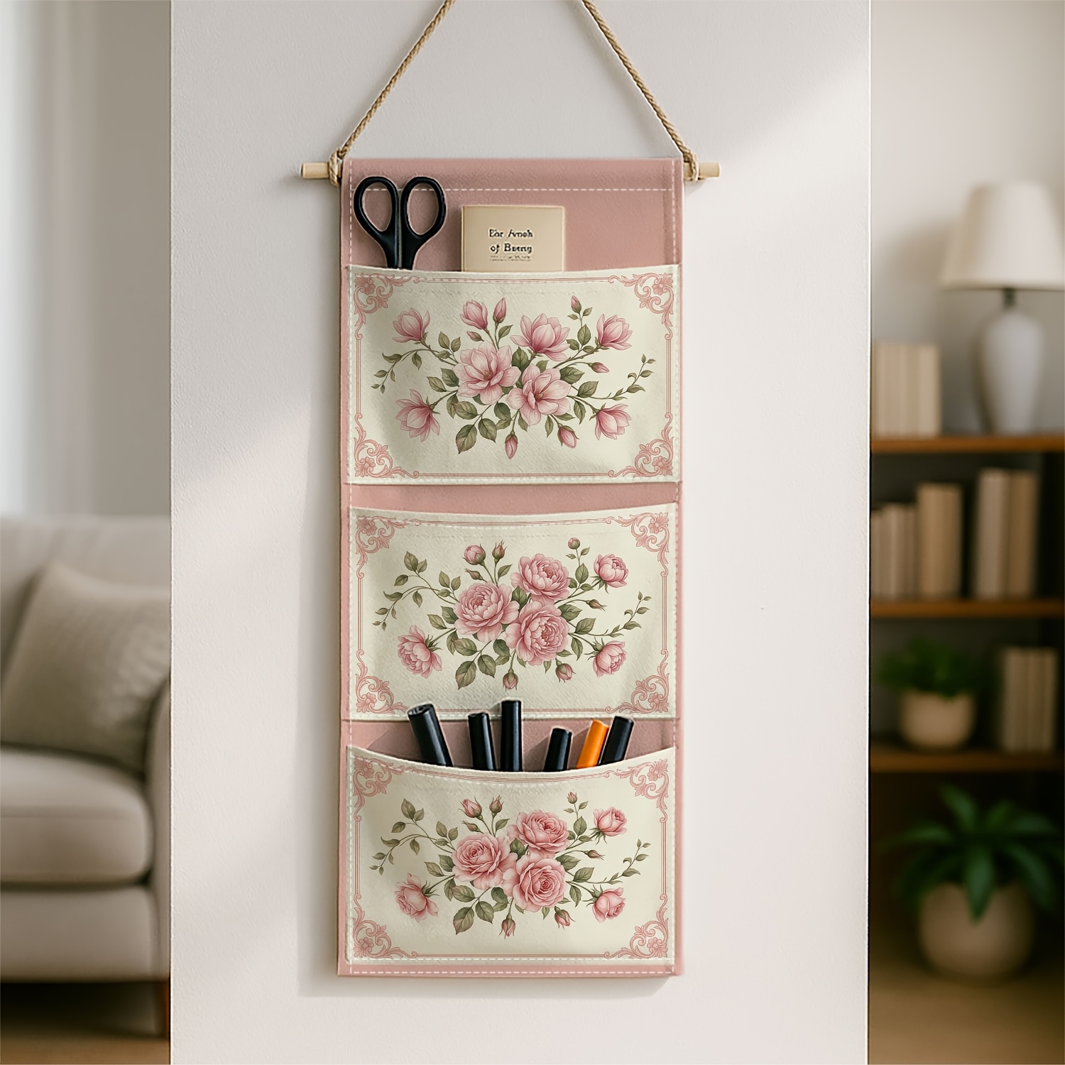 TEMU 1pc 1pcs Rococo Wall-mounted Storage Organizer With Rose - Multi-tier Hanging Shelf Unit Suitable For Living Room, Bedroom, Bathroom - Space-