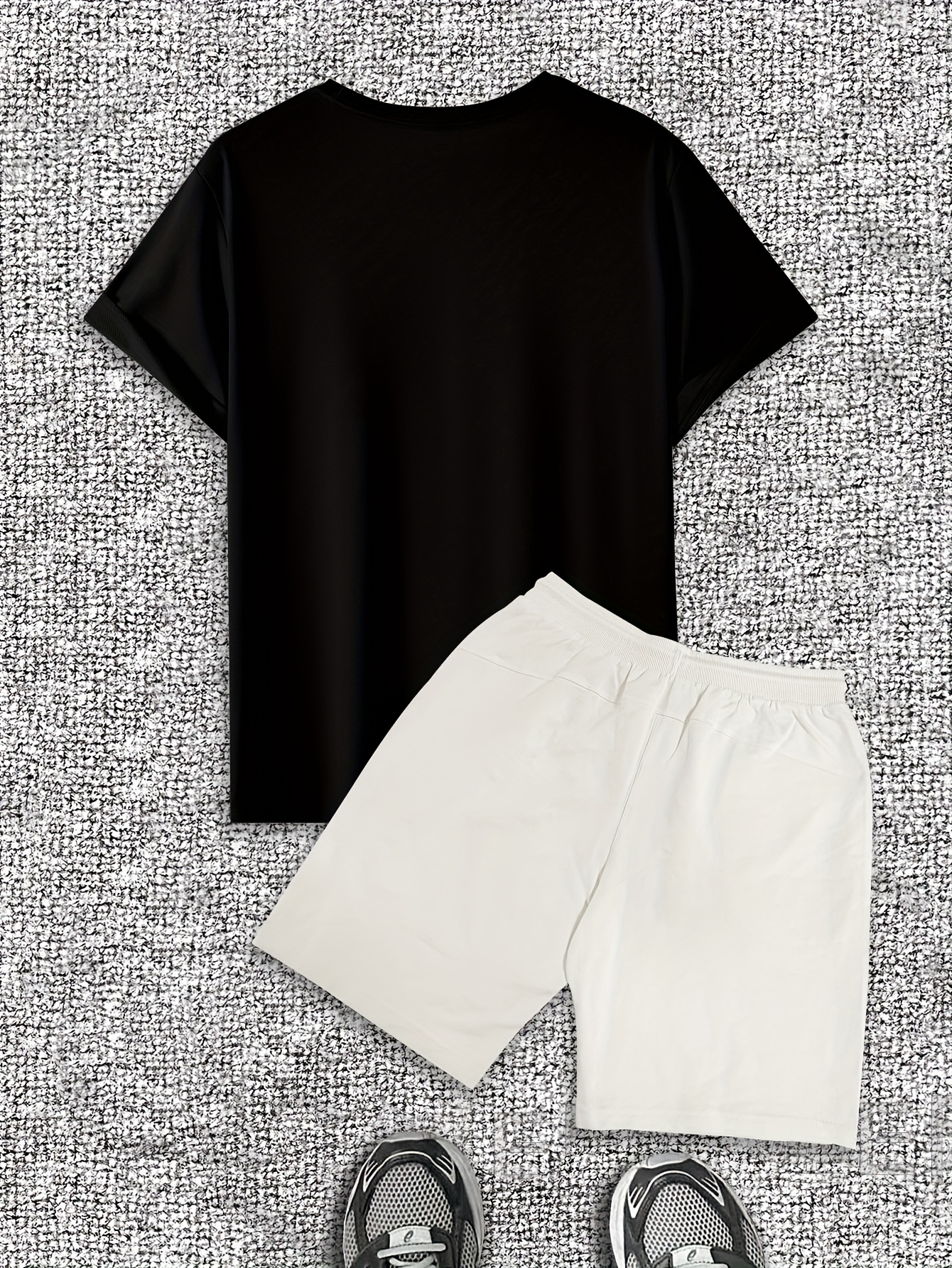 Men's Coffee Signal Pattern Short Sleeve T-Shirt Shorts Casual Set