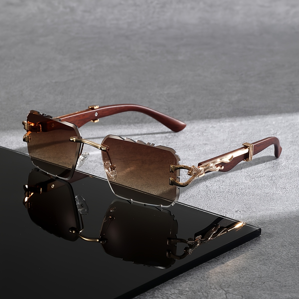 MEN SQUARE DESIGNER SHADES RETRO GOLD RAPPER CLASSIC RETRO