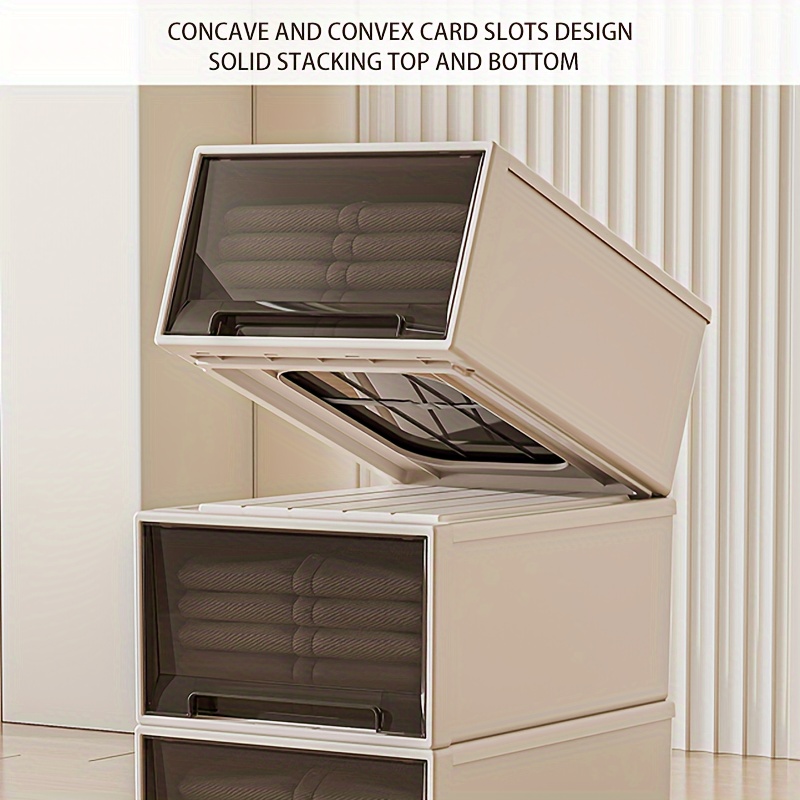 1pc   transparent stackable drawer storage box multipurpose plastic organizer with wheels for clothes toys snacks books more large capacity waterproof home storage solution easy assembly rectangular design snack storage   waterproof material