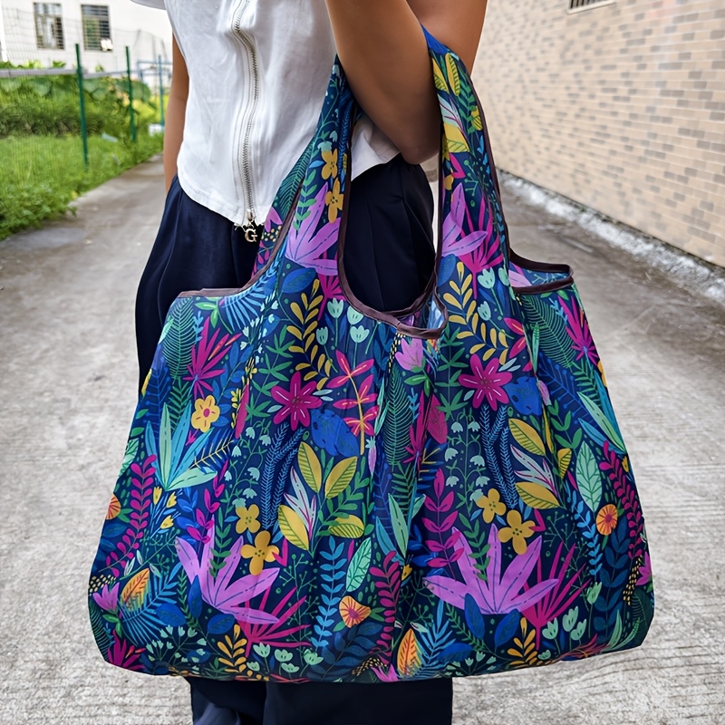 TEMU 1 Large Portable Foldable Shopping Bag, High-capacity Grocery Bag, Outdoor Travel & Miscellaneous Bag, Multi-functional Printed Canvas Bag.