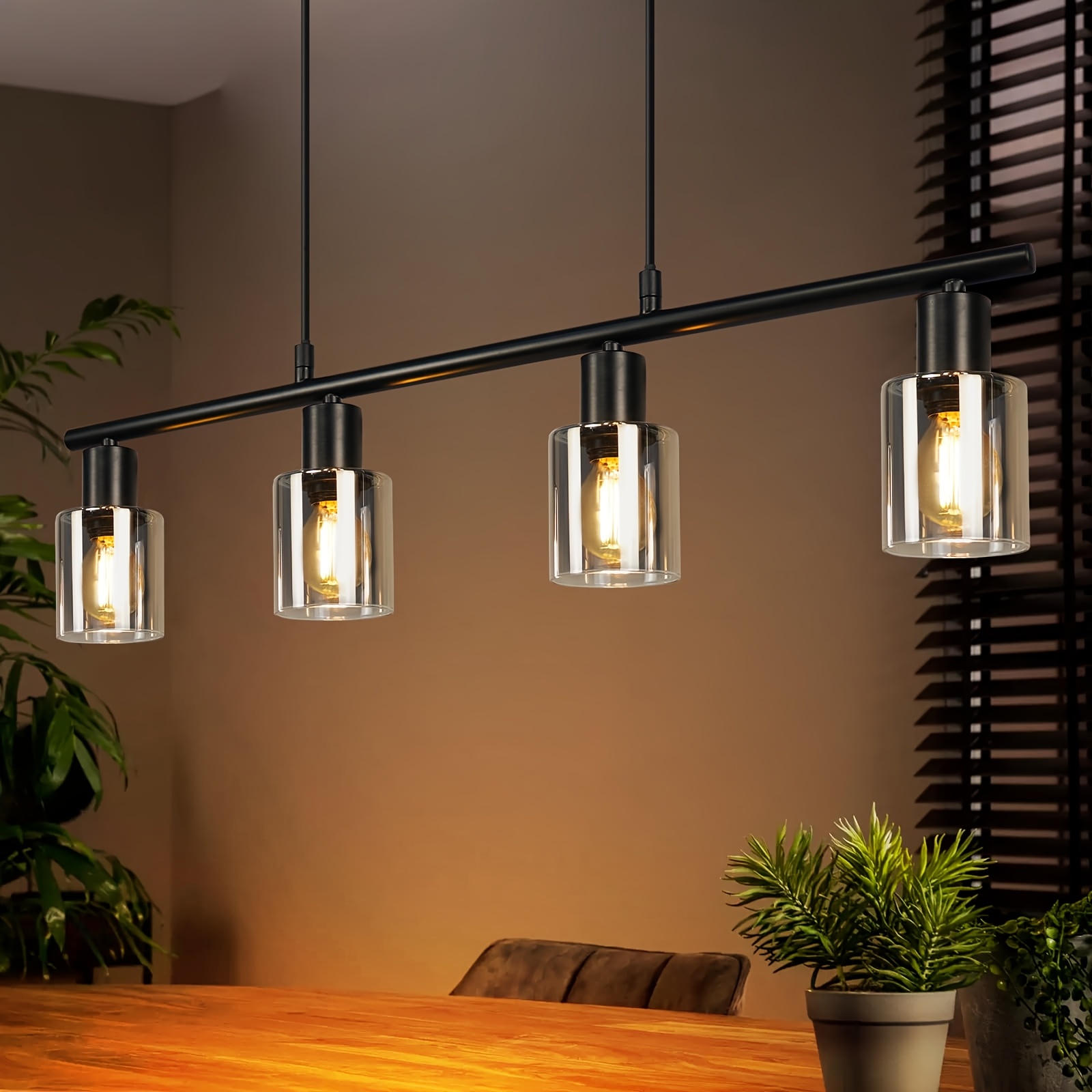Image of Living Room Ceiling Light, Pendant Dining Table Light - Decor, 4-bulb Pendant Design, Industrial Style, E14 Socket, Suitable For Kitchens, Living Rooms And Dining Rooms (light Bulbs Not Included)