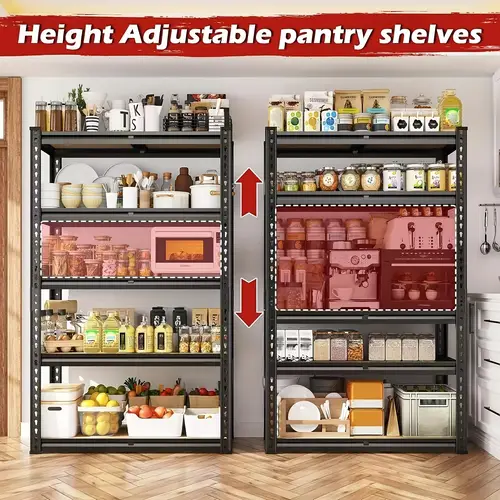 2000lbs garage shelving storage shelves heavy duty 5 tier metal shelving units for garage shelves 60 h x 28 w x 12 d adjustable utility shelf rack for basement rack shelf black standing shelf
