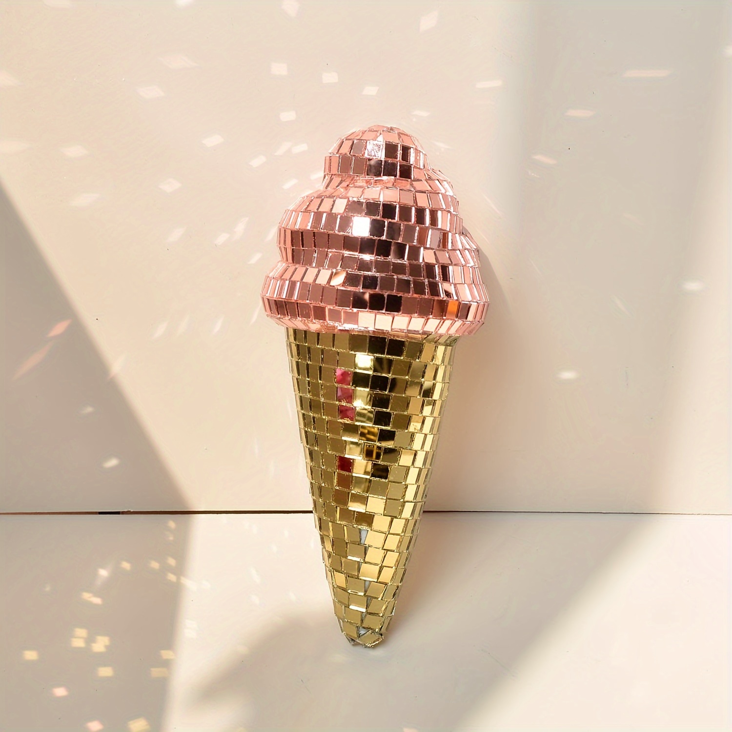 1pc Disco Ice Cream Ornament, Sparkling Mirror Ball Ice Cream Decor, Cute Aesthetic Home & Party Decoration For Bar, Bedroom, Bachelorette & Birthday Party