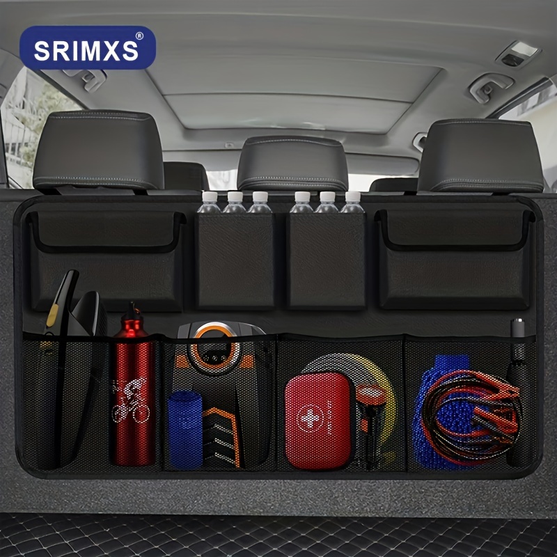 

Space-saving Car Trunk Organizer With 8 Large Storage Pockets - Durable Polyester, Perfect For Suvs & Trucks