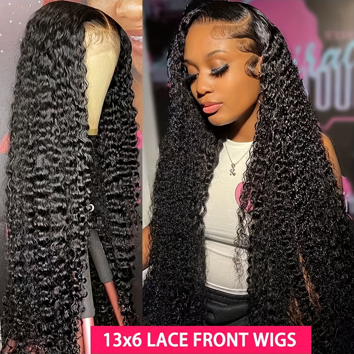 150 density deep wave lace front wig 13x4 hd transparent human hair wig for women with baby hair natural look elegant style suitable for all special occasion wig deep transparent lace design details 0