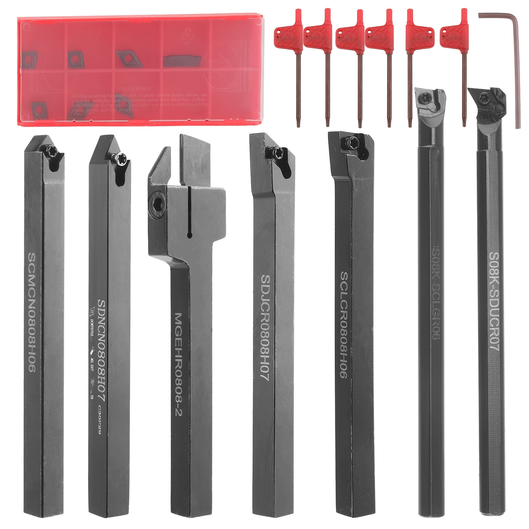 Image of Cnc Lathe Grooving Tool Holder Blade Set, Tool Holders S08k-sclcr06 Scmcn0808h06 Sclcr0808h06 S08k-sducr07 Sdjcr0808h07 Sdncn0808h07 Mgehr0808-2, Compatible With Inserts
