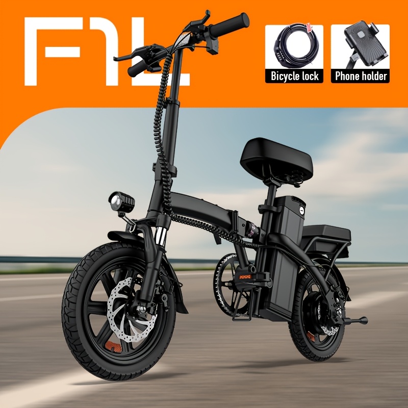 Image of Urlife New F1l City Folding E-bike, 250w Motor, 48v 7.5ah Battery, 40km Long Range, 14" Tires, Mechanical Disc Brakes, Multi-point Shock Absorption, , For Daily /outdoor