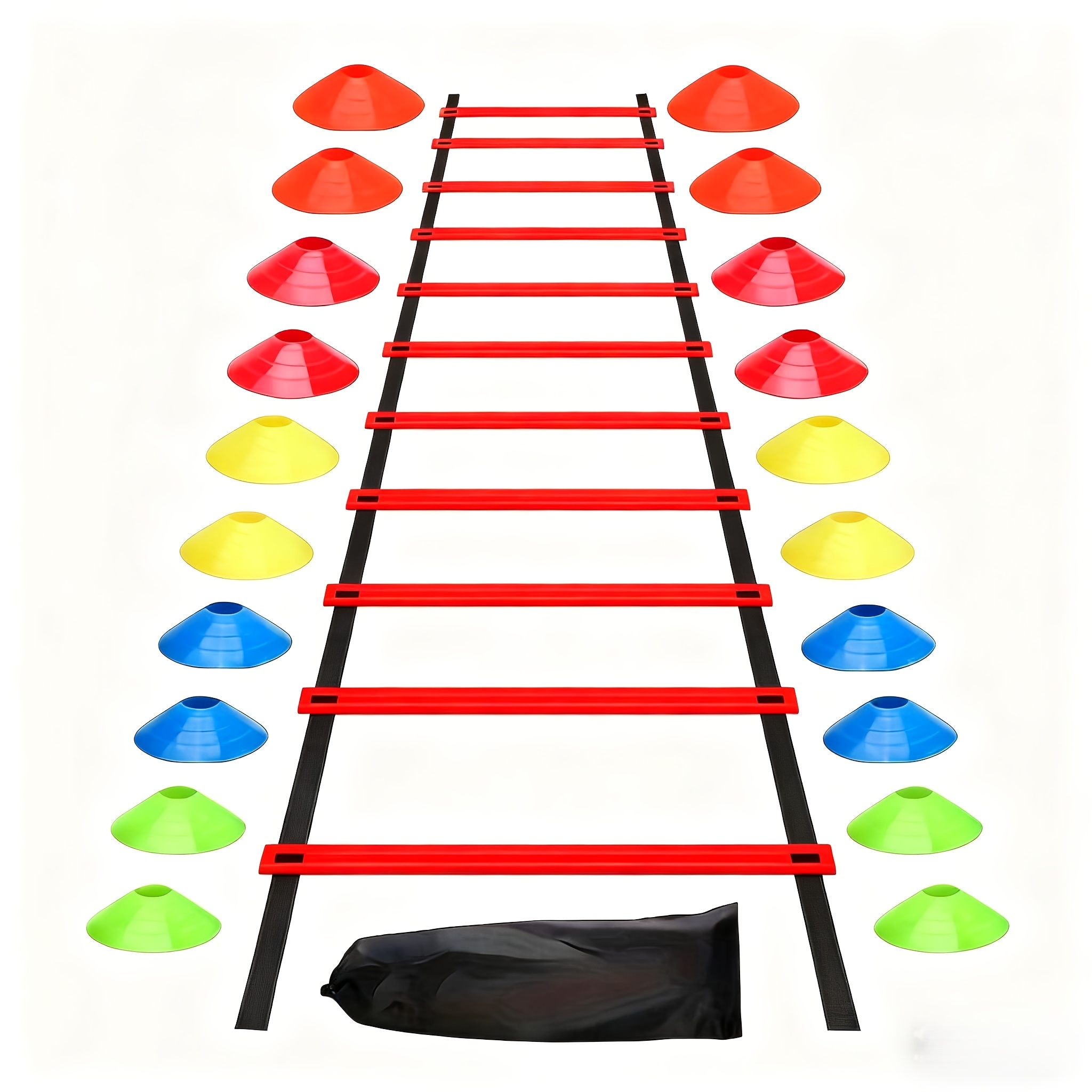 E-shop Outdoor/Agility-Leiter-Trainingssystem mit Speed-Leiter, Kegelmarkierungen & Tragetasche – Tragbare Fußball- & Soccer-Trainingsausrüstung für