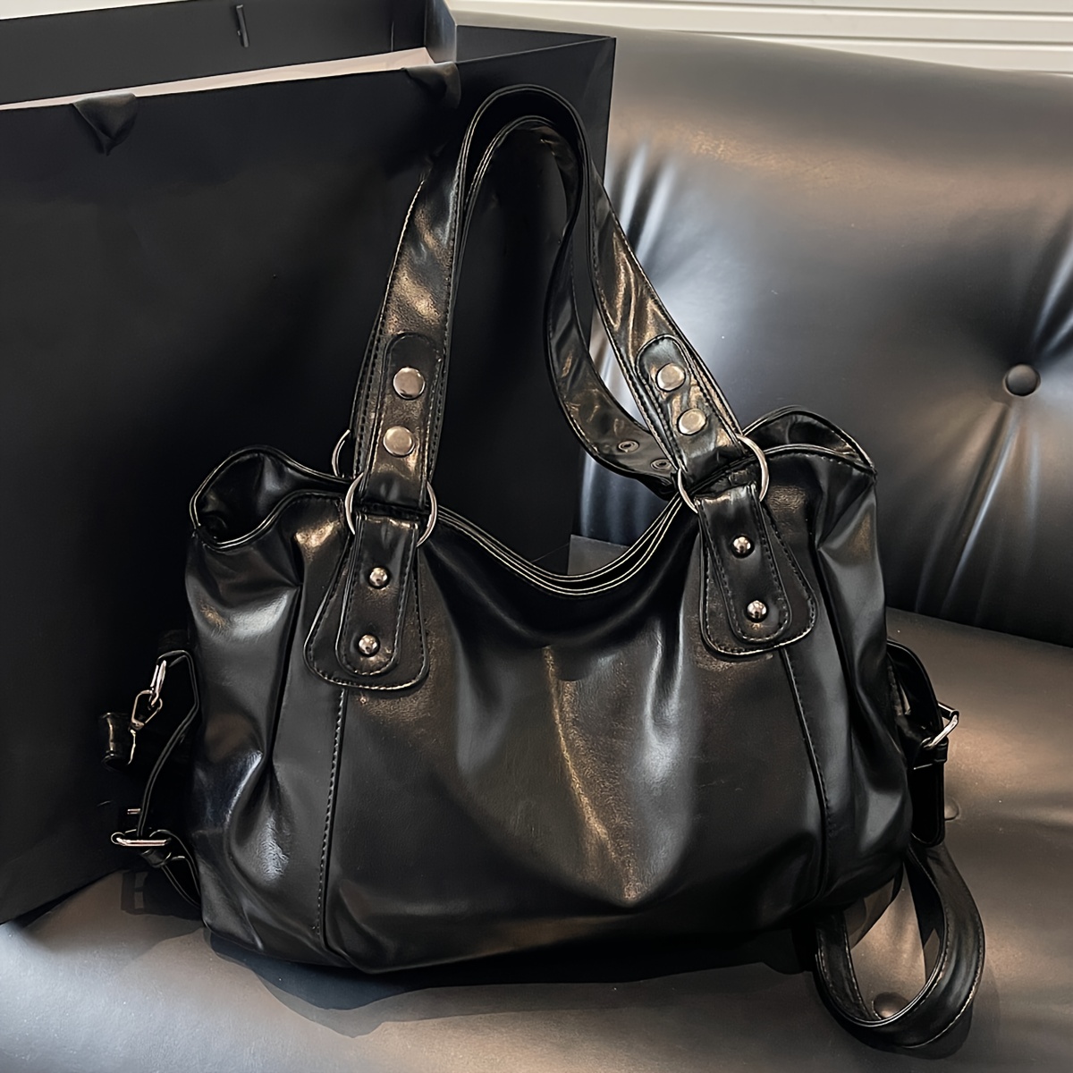 Fashionable, Casual, And Versatile Large-capacity Single-shoulder Crossbody, Underarm, And Hand-carry Solid-color Tote Bag