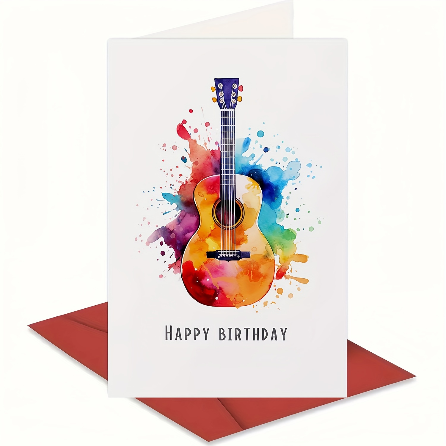

1pc, Creative Guitar Birthday Card, Acoustic Guitar Greeting Card, Musician Greeting Card, Guitarist Greeting Card, Birthday Gift For Music Lovers, Brothers, Classmates