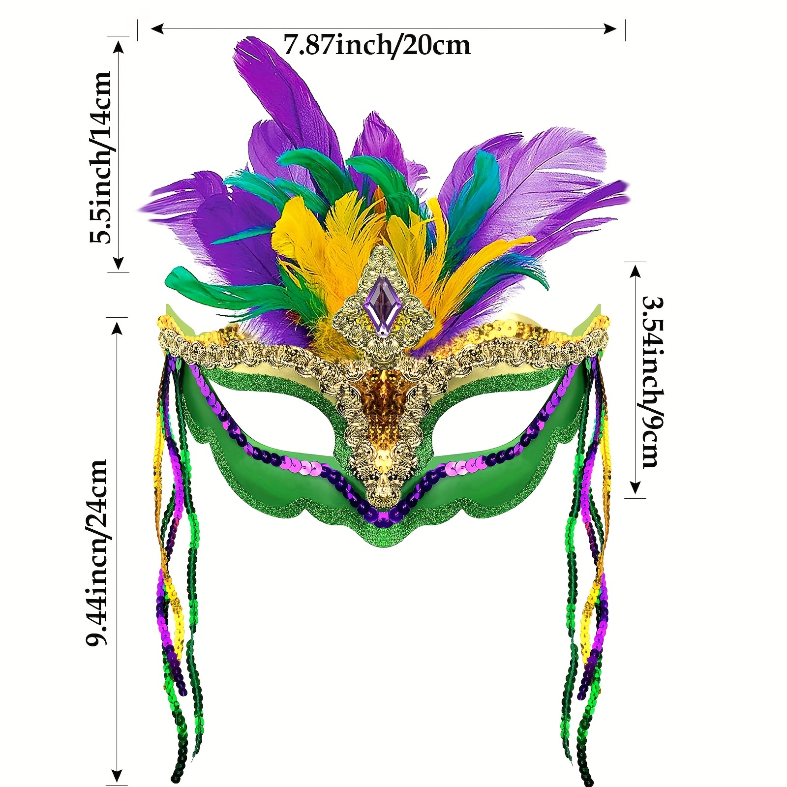 1pc Máscara Carnaval Plumas Falsas Coloridas Máscara Mardi - Temu