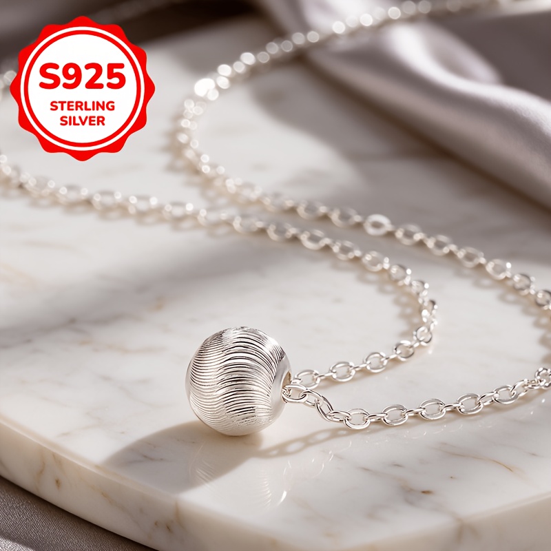 Women's 925 Silver Cat's Eye Bead Clavicle Chain Necklace