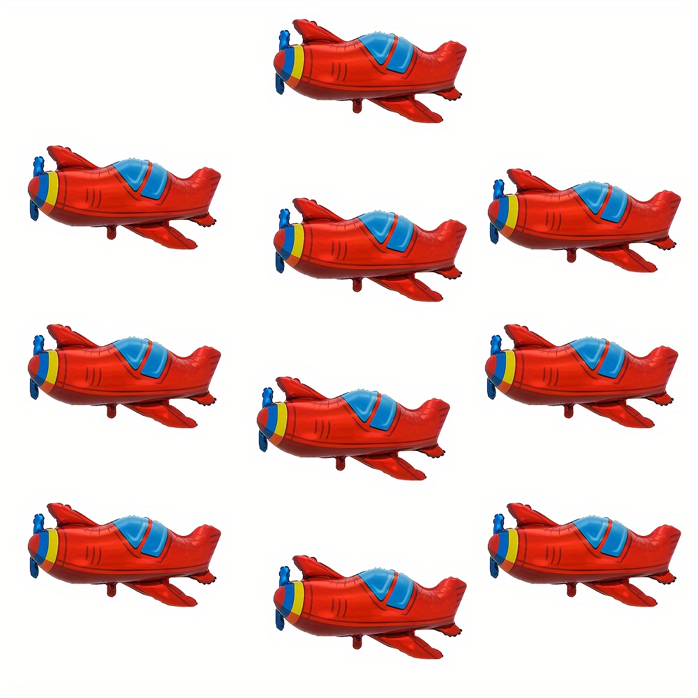 

10-piece Vintage Red Airplane Foil Balloons - Perfect For Birthday Parties & Ages 14+ | No Power Needed