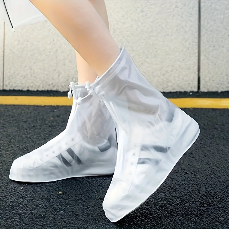 

1pc Zipper Style Pvc Rain-proof Shoe Cover Skid-proof Thicken Wear-resistant Rain-proof Shoe Cover Men And Women Outdoor Travel Shoe Cover