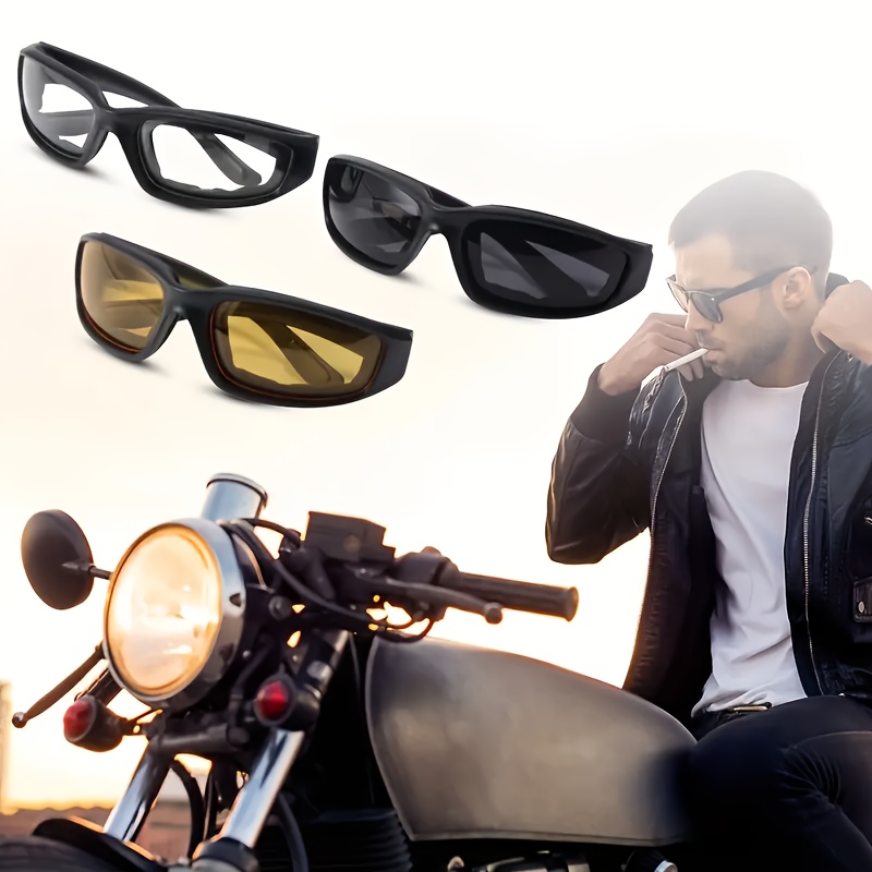 

Motorcycle Riding Glasses - Comfortable, & Lens, Ideal For Cycling & Hiking - In Black, Yellow-tinted, And Red-tinted Styles, Motorcycle Gear