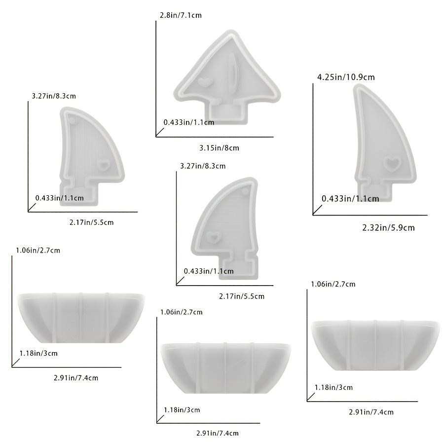 Image of 7pcs Set Selling Summer Sailboat Clay Molds Silicone Molds - Silicone Boat Molds - With Sails - Building Blocks - House Wreath Molds