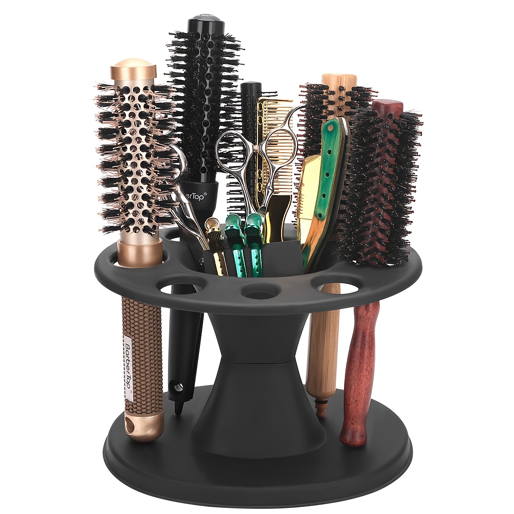 

Professional Salon-quality Round Hair Brush Organizer - Plastic Styling Tool Holder With Multiple Compartments For Brushes, Combs & Accessories, Ideal For Home And Salon Use