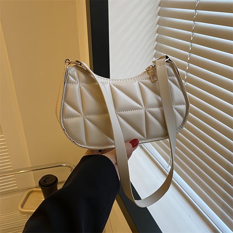 

Women's Quilted Pu Shoulder Bag, Trendy Retro Casual Design, Fashionable Underarm Handbag With Top Handle