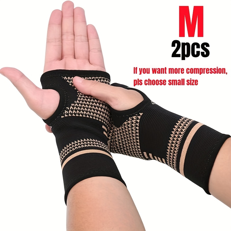 Image of Compression Palm Sleeves - -infused Compression Wrist Sleeves - Elastic Wrist Support Braces - Fingerless Wrist Support For Men And Women - Perfect For Typing, Sleeping, Daily Life!