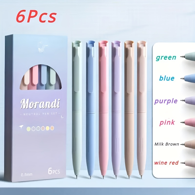 

Morandi Colored Push-type Gel Pens, Aesthetically Journaling Pens -drying Ink, Suitable For Smooth And Offices, Featuring A Round Body Comfortable For -handed Users.