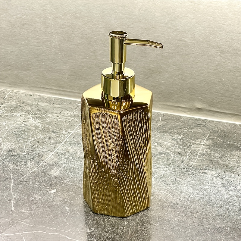 TEMU Artículos de organización y almacenamiento para baño: Dispensador de jabón de cerámica dorada de lujo, botella dispensadora de loción con ,