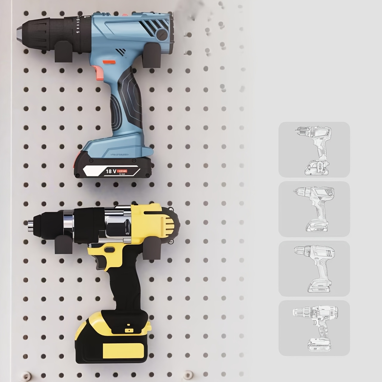 Sturdy Metal Organizer for Power Tools - Wall-Mounted Drill Bit Holder with Safety Features, Designed for Efficient Garage Storage of Drilling Equipment, Ideal for Workshops - Rust-Resistant Garage Shelf Organizer