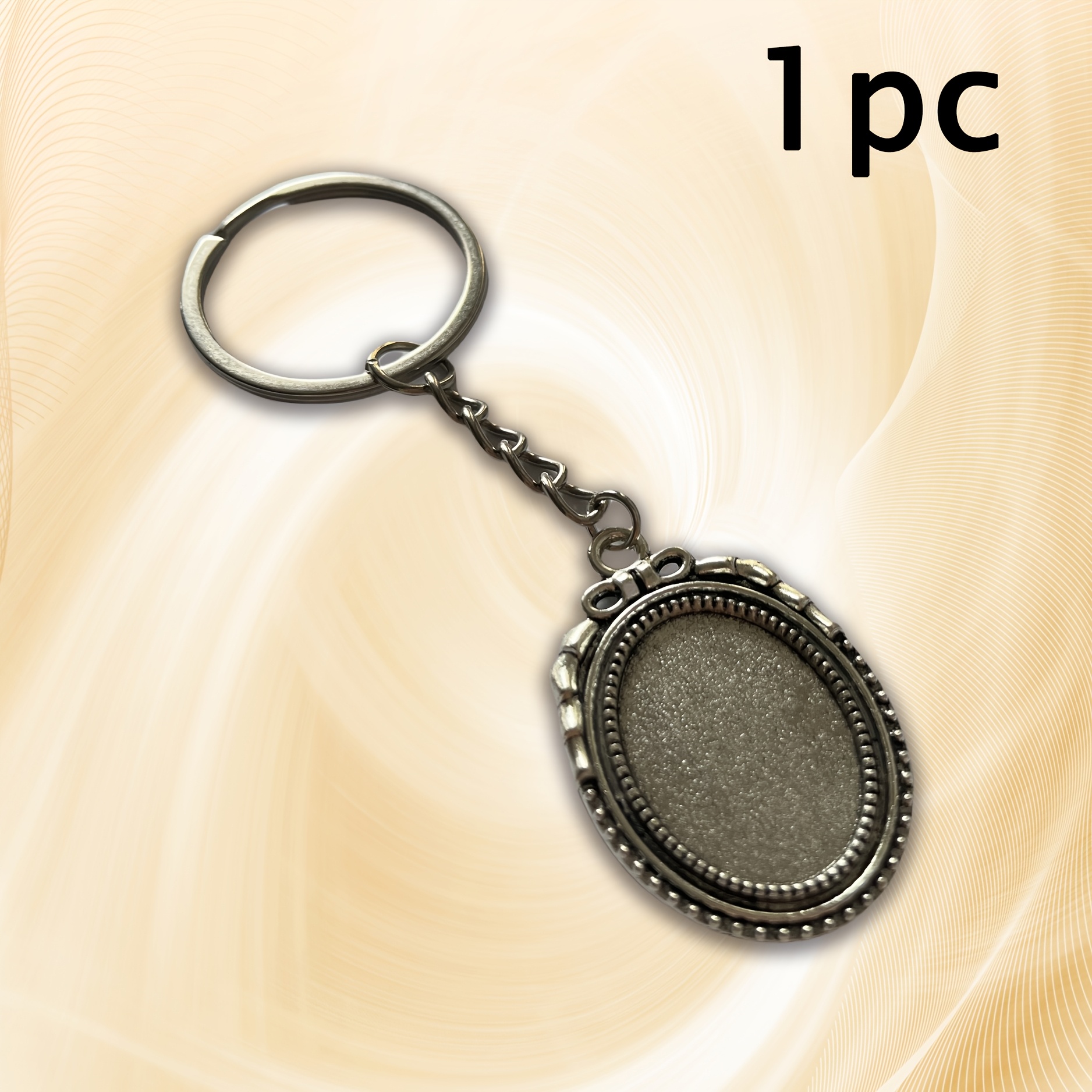 TEMU Customized Retro Style Crystal Patch Keychain, 2 Colors , Retro Design, Commemorate Elders, Etc., Picture Customization, Gift For Relatives, ,