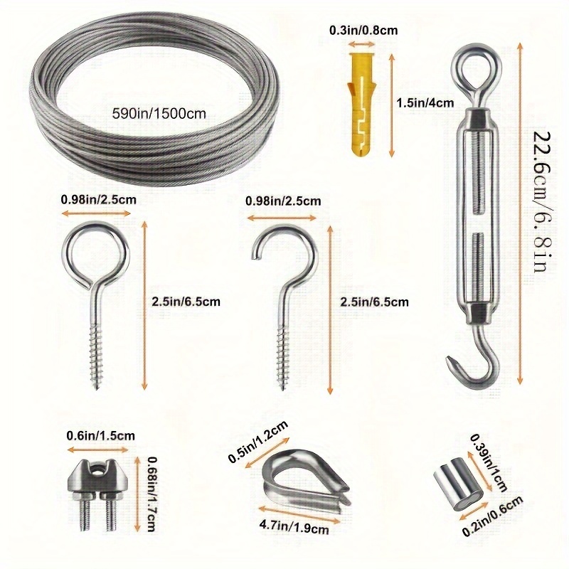 Stainless Steel Wire Rope Suspension Kit Outdoor String - Temu