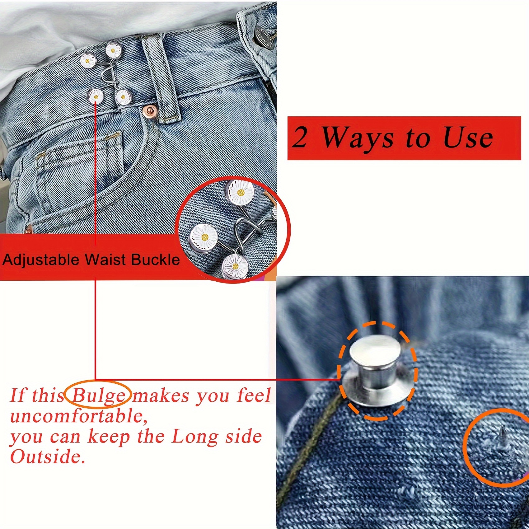 1 Set of Punch-Free Creative Waist Buckles, Detachable, Adjustable and Easy to Install, Jeans Waist Adjustment Buckle