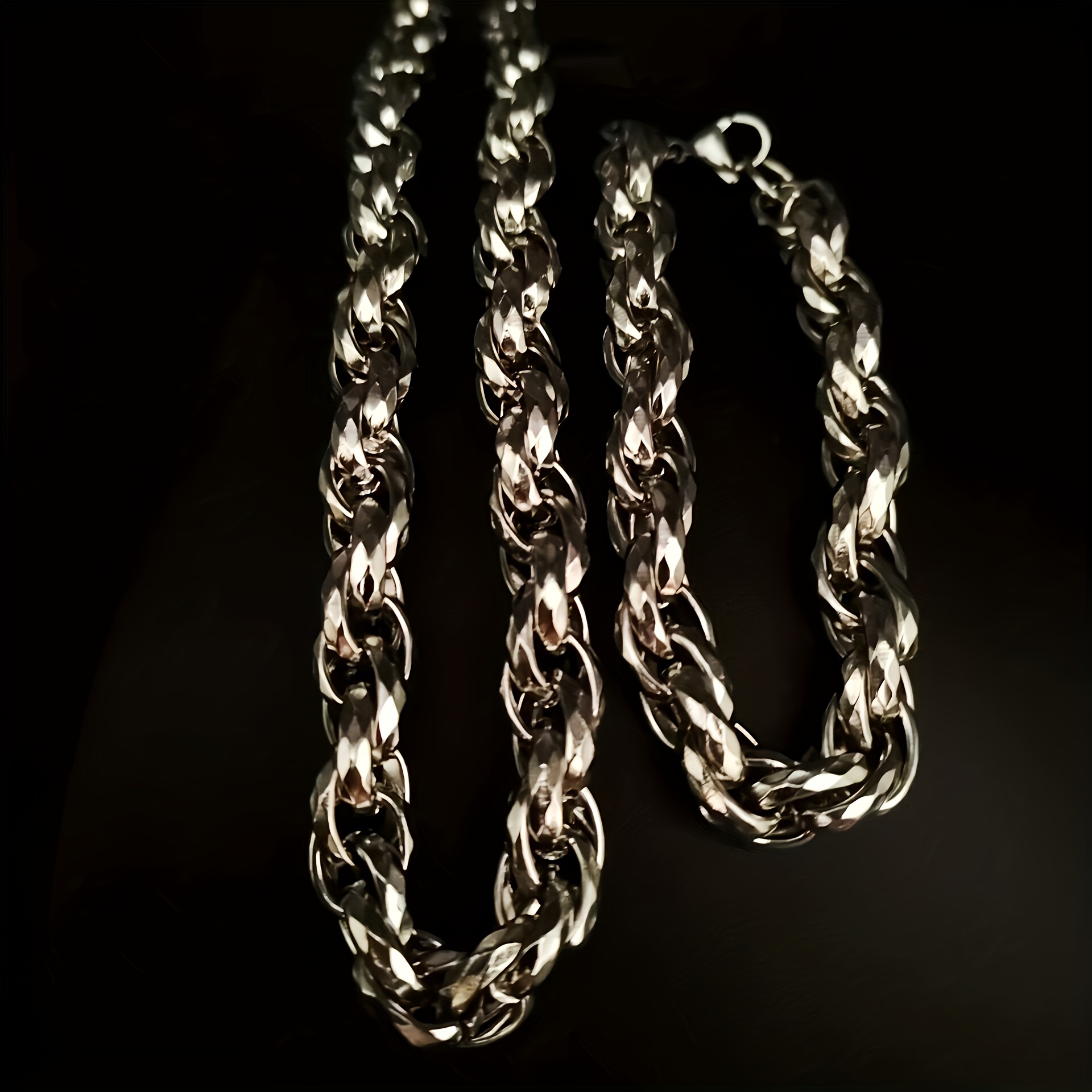 Men's Thick Stainless Steel Cuban Chain Set