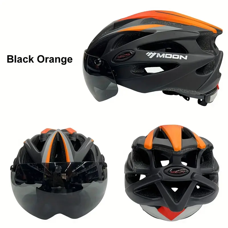moon ultralight cycling helmet with removable visor black red adjustable multi use for road mountain biking unisex adult uncharged unisex cycling gear modern helmet design adjustable strap helmet details 23