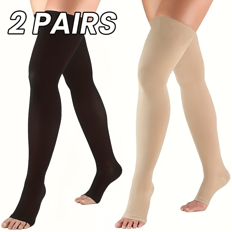 TEMU Open-toe Knee Thigh High Compression Stockings Over The Knee For Women Men Long Socks Suitable Running Sport Cycling Gym