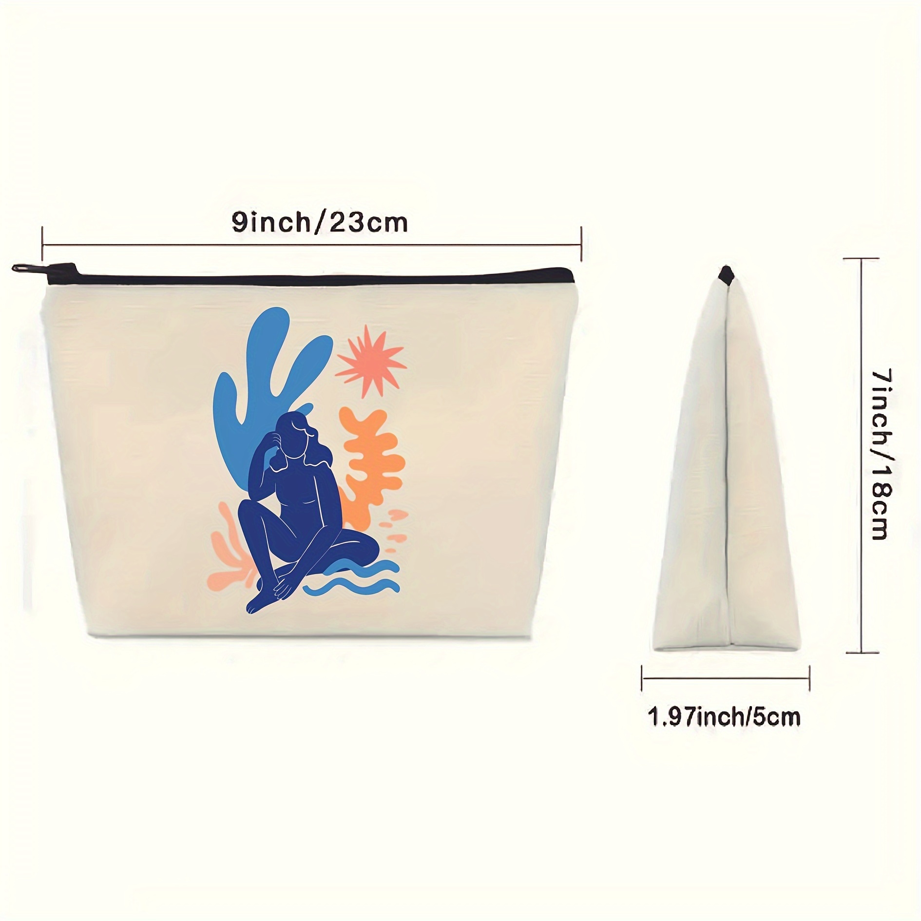 Waterproof Canvas Makeup Bag With Artistic Female Silhouette Design 