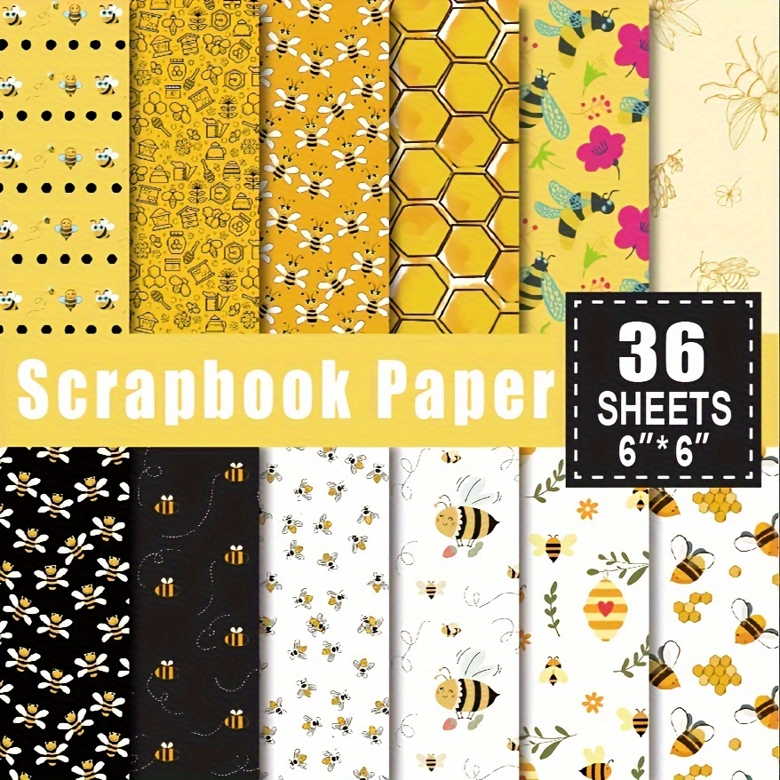 

36 Sheets Scrapbook Paper Pad In 6*6in, Art Craft Pattern Paper For Scrapingbook Craft Cardstock Paper, Diy Decorative Background Card Making Supplies Bee