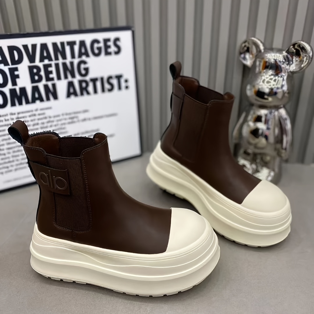 TEMU Women's Platform Ankle Boots With Thick Soles, Comfortable Thick Platform Ankle Boots, Fashionable Dress Shoes For Autumn/winter Casual Wear,