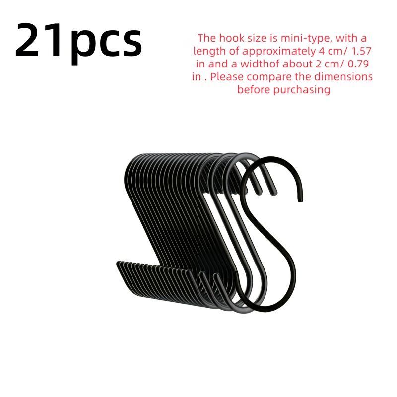 TEMU 11/21pcs Heavy-duty Metal Hook Storage Rack Hook - , Anti Slip, Durable Wall Hanging Solution, Practical Metal Small Hook S Hook Multifunctional