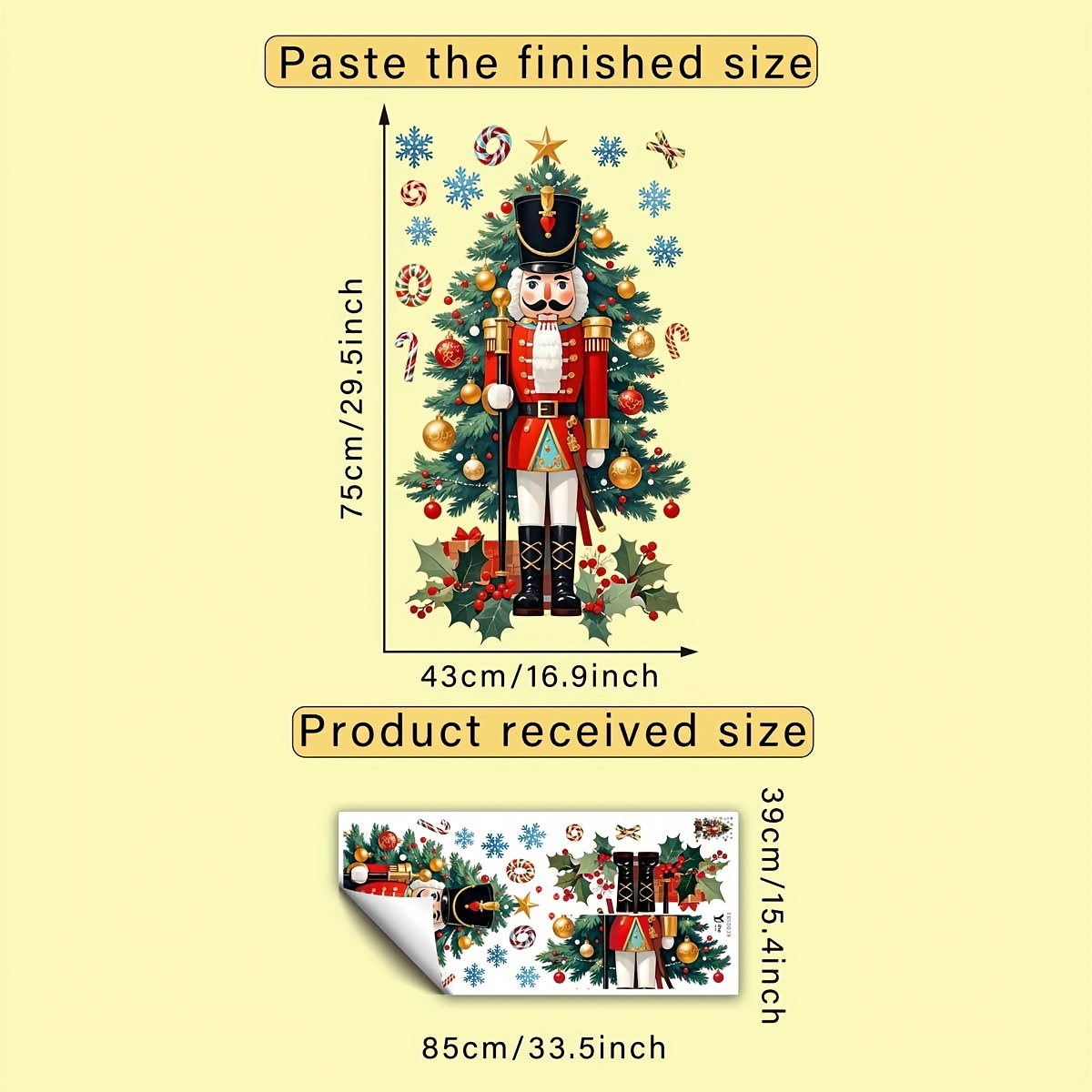 TEMU 1pc Christmas Tree Christmas Nutcracker Wall Paste Creative Diy Self-adhesive Double-sided Visual Pvc Decorative Paste, Living Room, Bedroom,