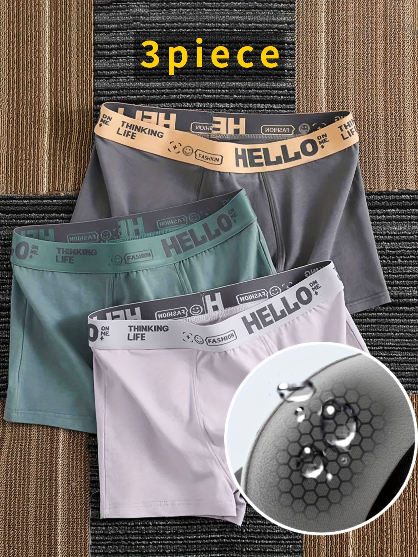 Men's Underwear 'hello' Print Fashion Cotton Boxer Briefs - Temu