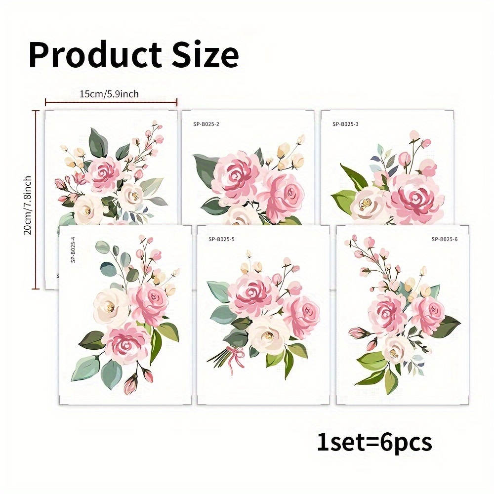 Image of 6pcs/set Anti-slip Bathtub Stickers With Cartoon Floral Patterns, Bathroom Stickers, Frosted Bathtub Stickers, Removable Bathtub Appliques