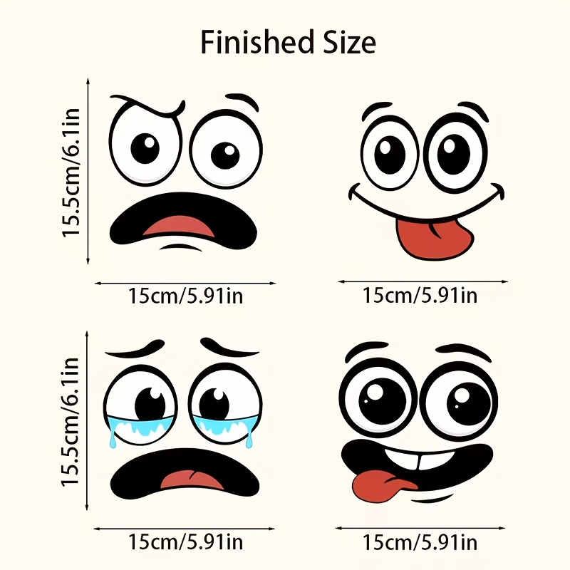 4pcs Stickers - 2d Printed Pvc Cartoon Sticker Set, Glossy Waterproof, Decor For Kitchen Office Trash Can Bin
